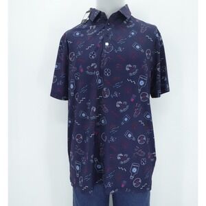 Black Clover Polo Mens Large Navy Music Alcohol Performance Stretch Golf New